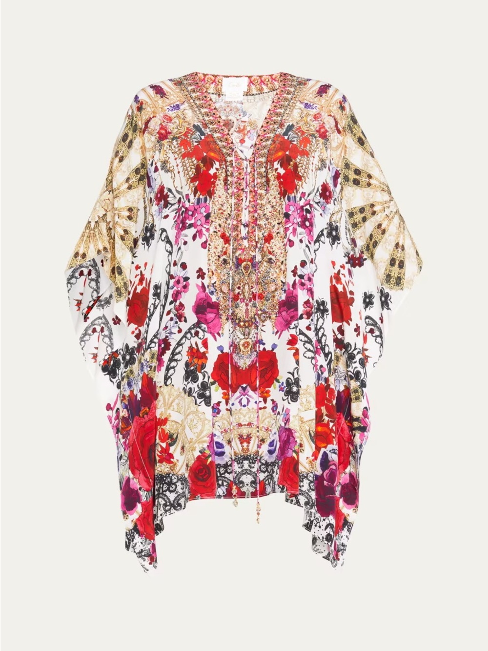 CAMILLA Reign Of Roses Short Lace Up Kaftan | One Size - Picture 15 of 16